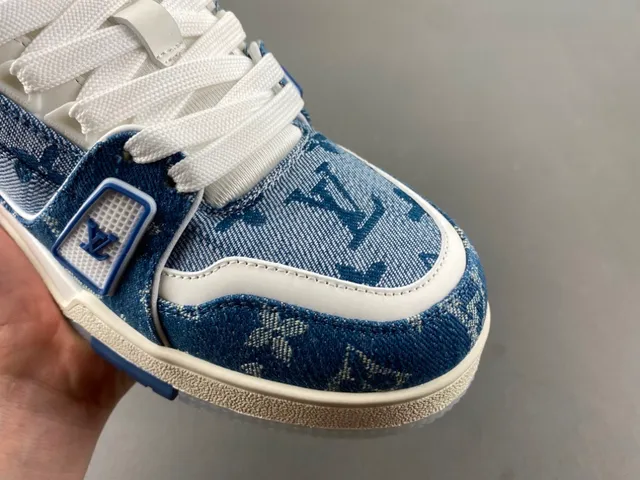 Louis Vuitton LV Trainer Blue White Denim Upper Monogram Print Lifestyle Sneakers 2