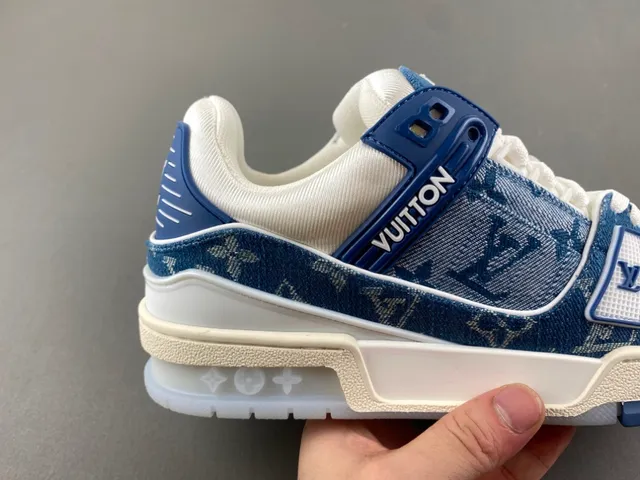 Louis Vuitton LV Trainer Blue White Denim Upper Monogram Print Lifestyle Sneakers 3