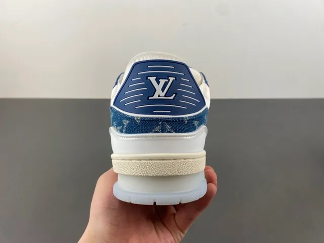 Louis Vuitton LV Trainer Blue White Denim Upper Monogram Print Lifestyle Sneakers 4