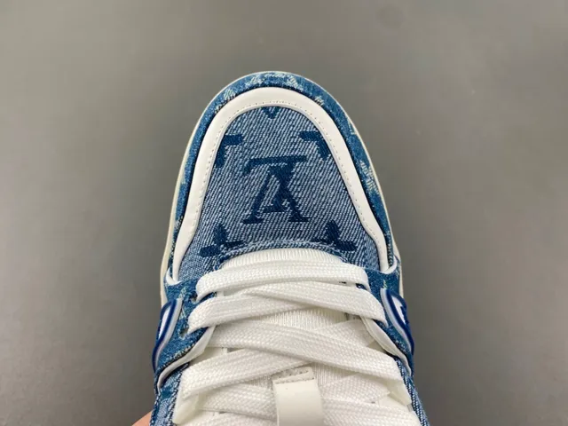 Louis Vuitton LV Trainer Blue White Denim Upper Monogram Print Lifestyle Sneakers 5