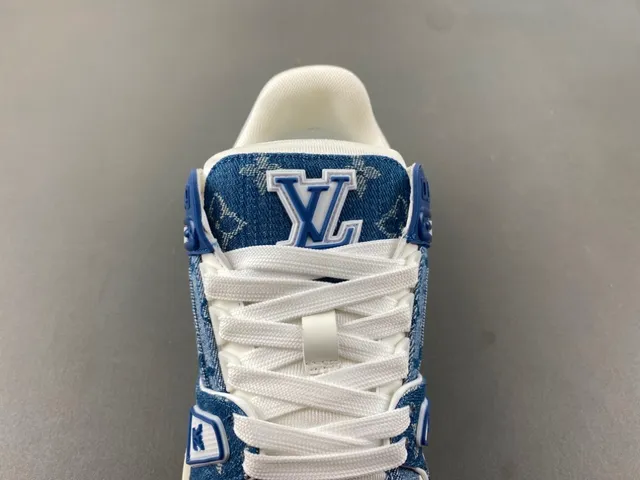 Louis Vuitton LV Trainer Blue White Denim Upper Monogram Print Lifestyle Sneakers 6