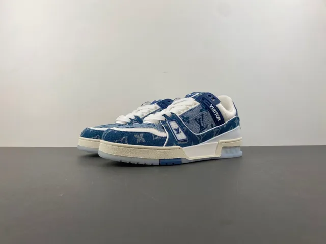 Louis Vuitton LV Trainer Blue White Denim Upper Monogram Print Lifestyle Sneakers 10