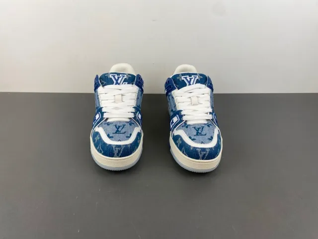 Louis Vuitton LV Trainer Blue White Denim Upper Monogram Print Lifestyle Sneakers 11