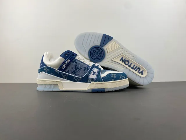 Louis Vuitton LV Trainer Blue White Denim Upper Monogram Print Lifestyle Sneakers 12