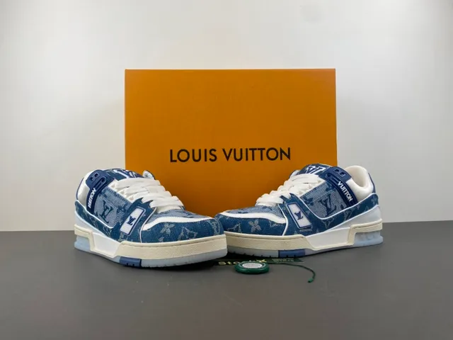 Louis Vuitton LV Trainer Blue White Denim Upper Monogram Print Lifestyle Sneakers 13