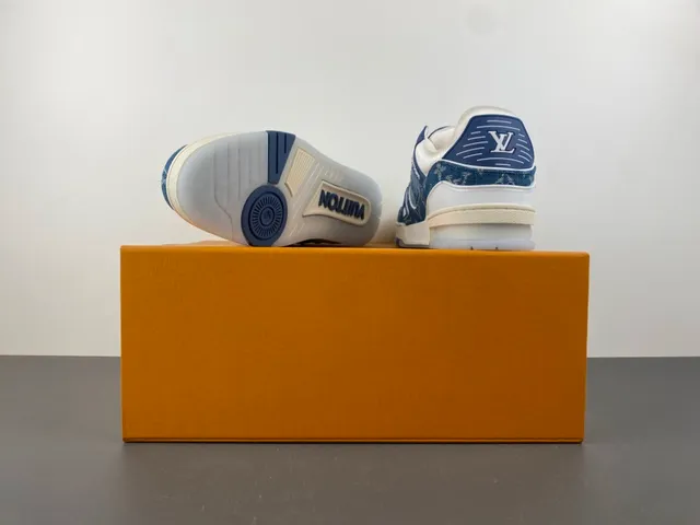 Louis Vuitton LV Trainer Blue White Denim Upper Monogram Print Lifestyle Sneakers 16