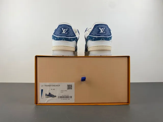 Louis Vuitton LV Trainer Blue White Denim Upper Monogram Print Lifestyle Sneakers 17
