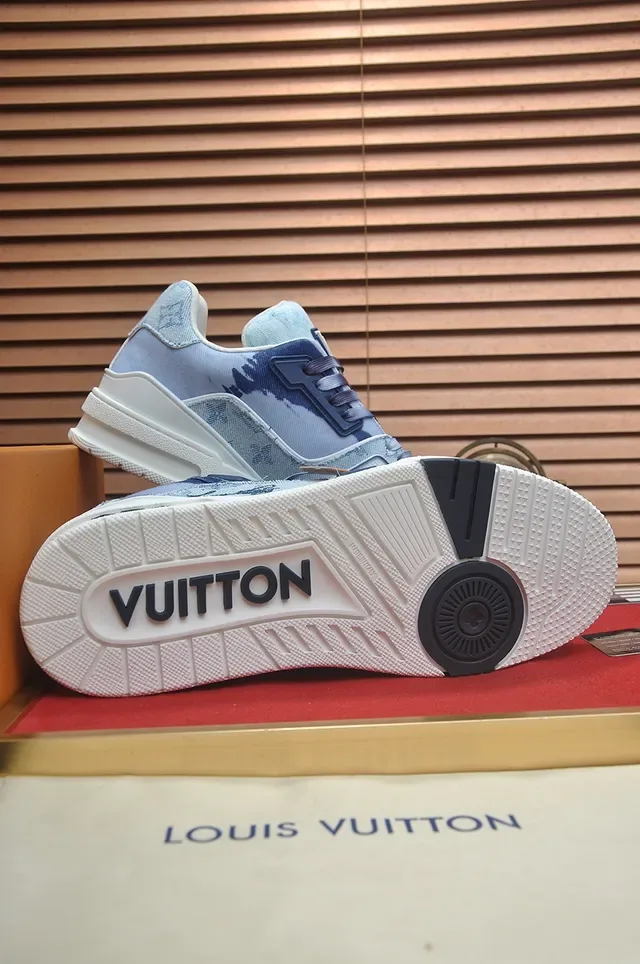 Louis Vuitton LV Trainer Blue White Denim Upper Sculpted Midsole Lifestyle Sneakers 3
