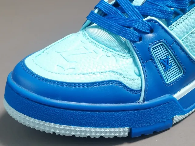 Louis Vuitton LV Trainer Blue White Layered Synthetic Upper Sculpted Multi-Tone Midsole Lifestyle Sneakers 5