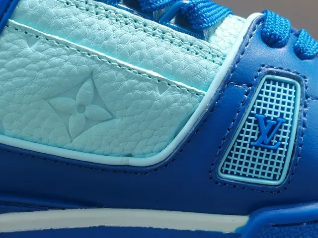 Louis Vuitton LV Trainer Blue White Layered Synthetic Upper Sculpted Multi-Tone Midsole Lifestyle Sneakers 7