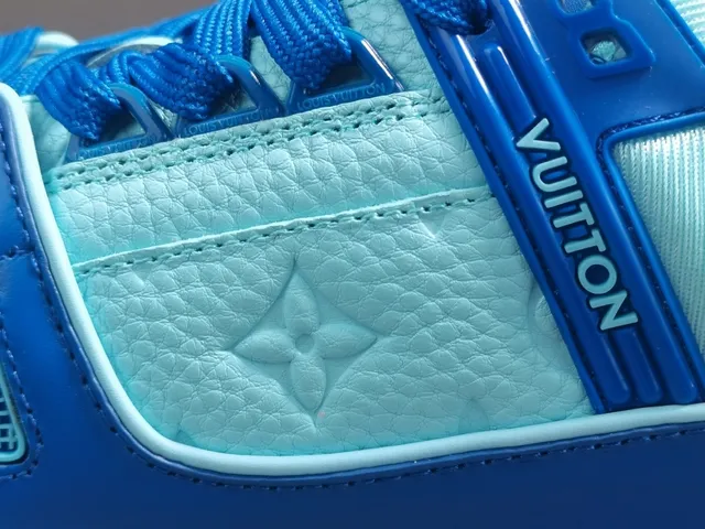 Louis Vuitton LV Trainer Blue White Layered Synthetic Upper Sculpted Multi-Tone Midsole Lifestyle Sneakers 9