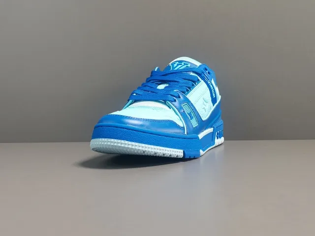 Louis Vuitton LV Trainer Blue White Layered Synthetic Upper Sculpted Multi-Tone Midsole Lifestyle Sneakers 18