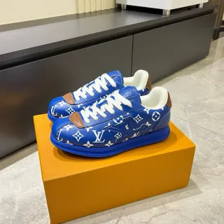 Zapatillas lifestyle Louis Vuitton LV Trainer azul blanco con estampado Monogram-Printed low-top