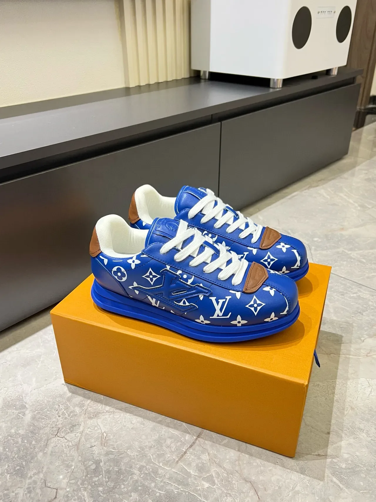 Louis Vuitton LV Trainer Blue White Monogram-Printed Low-Top Lifestyle Sneakers 3