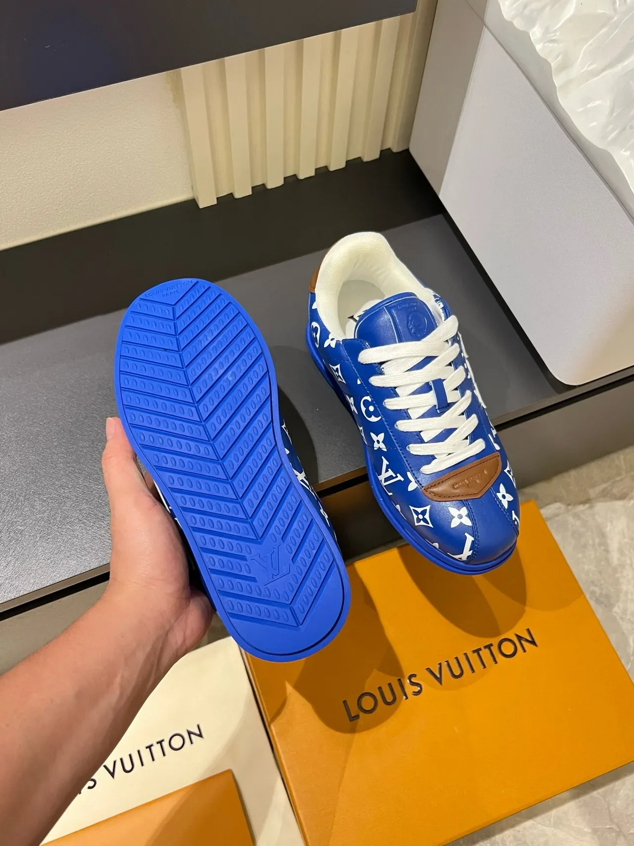 Louis Vuitton LV Trainer Blue White Monogram-Printed Low-Top Lifestyle Sneakers 8