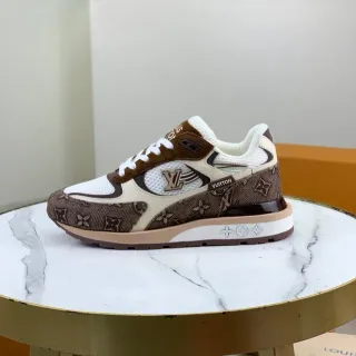 Louis Vuitton LV Trainer Marrón Beige Monograma Lona Paneles de Malla Estilo de Vida Zapatillas