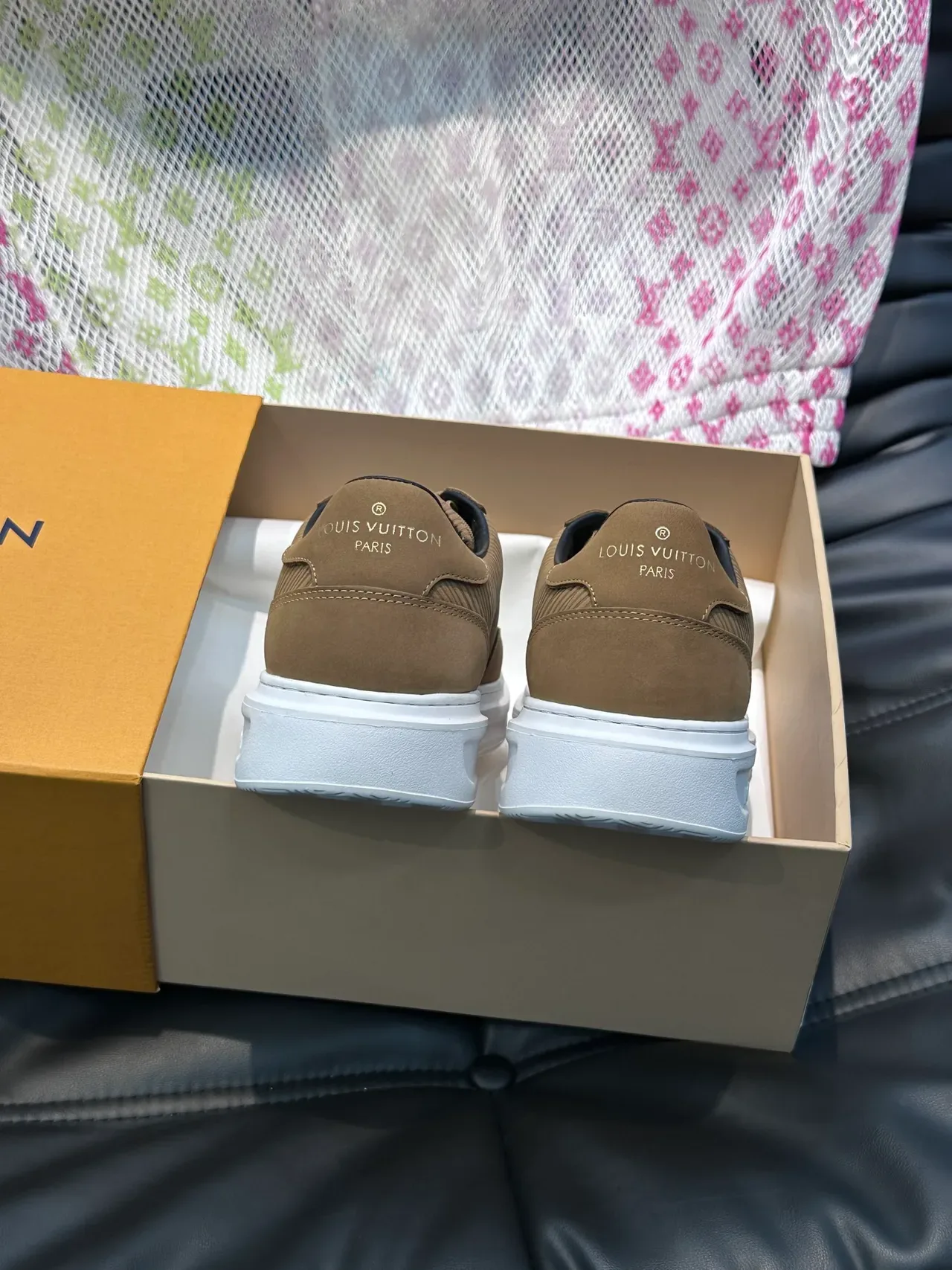 Louis Vuitton LV Trainer Brown White Ribbed Side Panel Suede Upper Lifestyle Sneakers 3