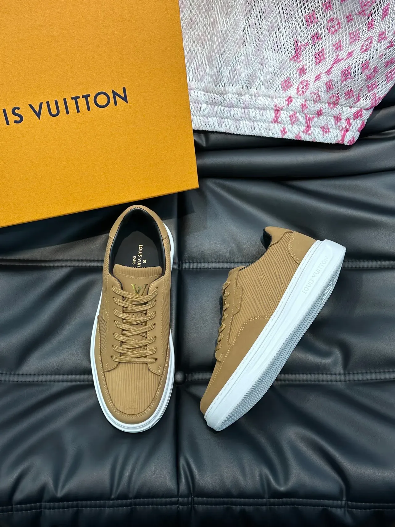 Louis Vuitton LV Trainer Brown White Ribbed Side Panel Suede Upper Lifestyle Sneakers 4