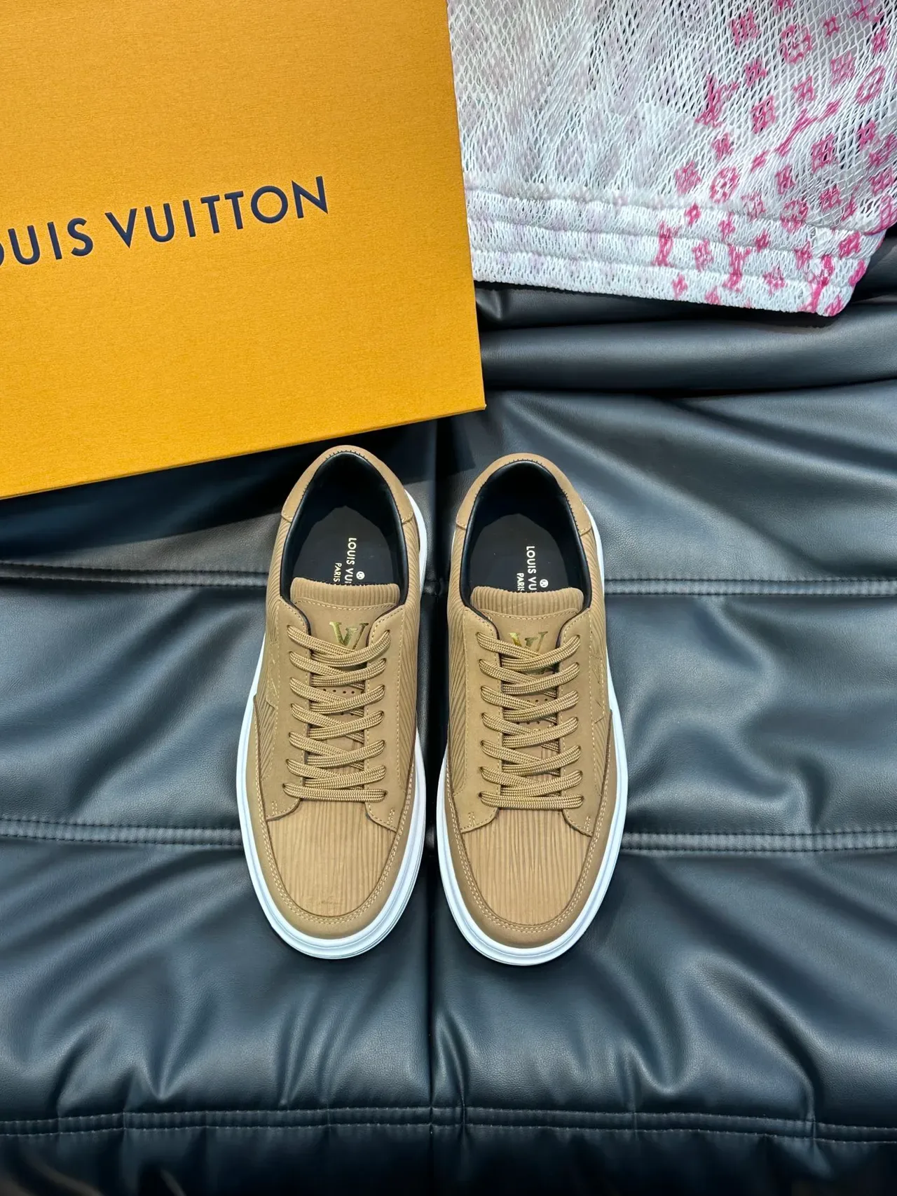 Louis Vuitton LV Trainer Brown White Ribbed Side Panel Suede Upper Lifestyle Sneakers 5