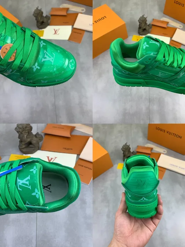 Louis Vuitton LV Trainer Sneakers Lifestyle Vertes Transparents Monogrammées Overlay Semelle Chunky Sculptée 2