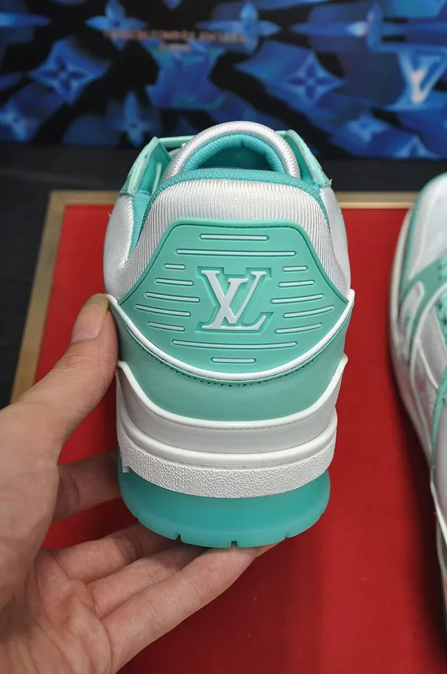 Louis Vuitton LV Trainer Green White Chunky Layered Sole Monogram Leather Panel Lifestyle Sneakers 2