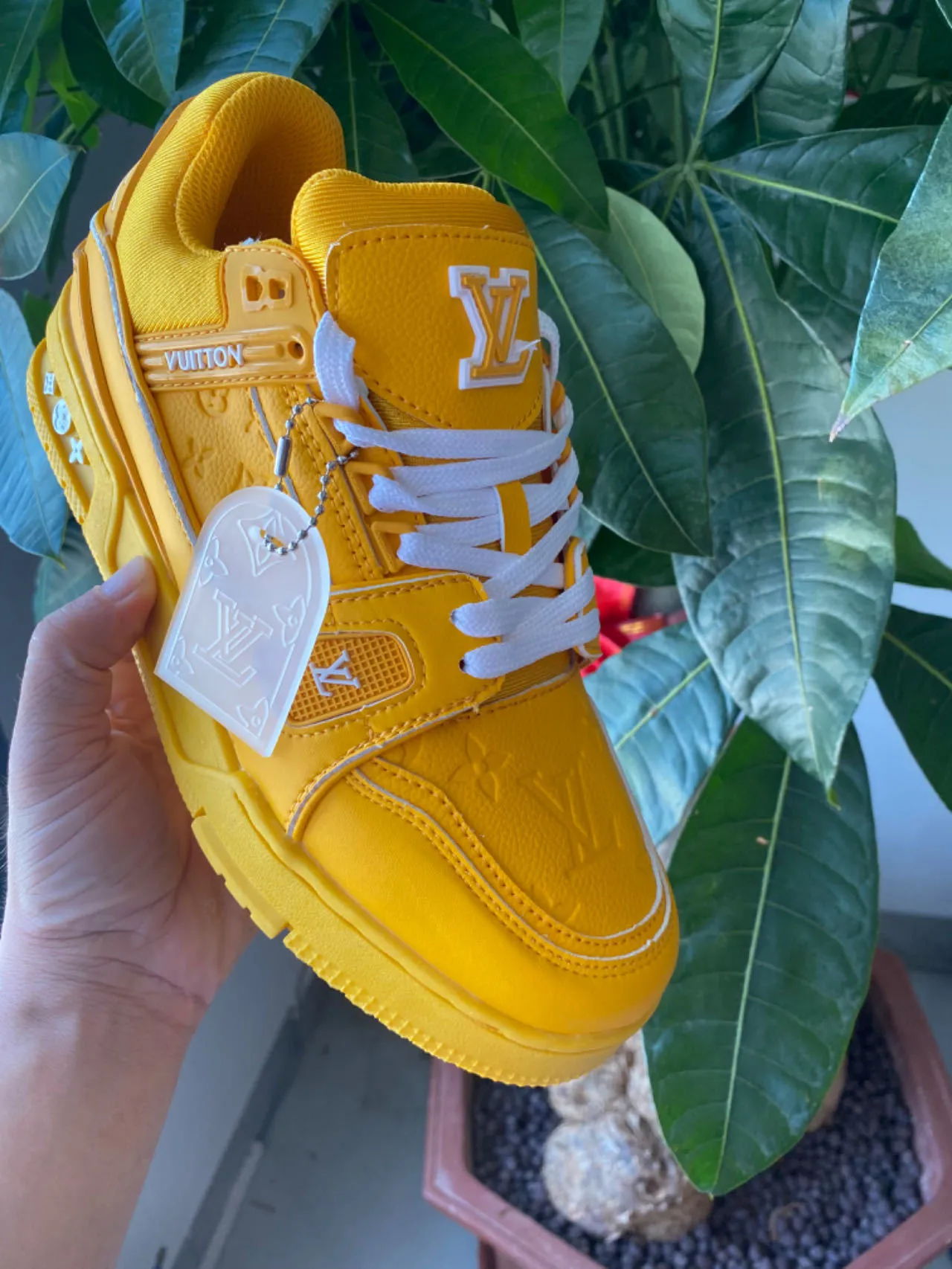 Louis Vuitton LV Trainer Olive Green and White Lifestyle Sneakers 4