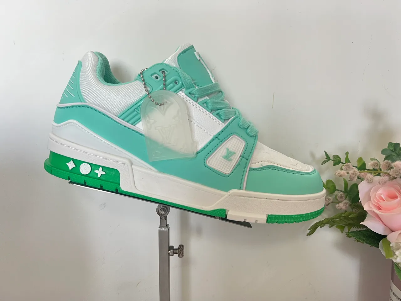 Louis Vuitton LV Trainer Olive Green and White Lifestyle Sneakers 17