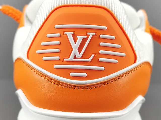 Louis Vuitton LV Trainer Orange White Platform Sole Dual-Strap Overlay Chunky Sneakers 6