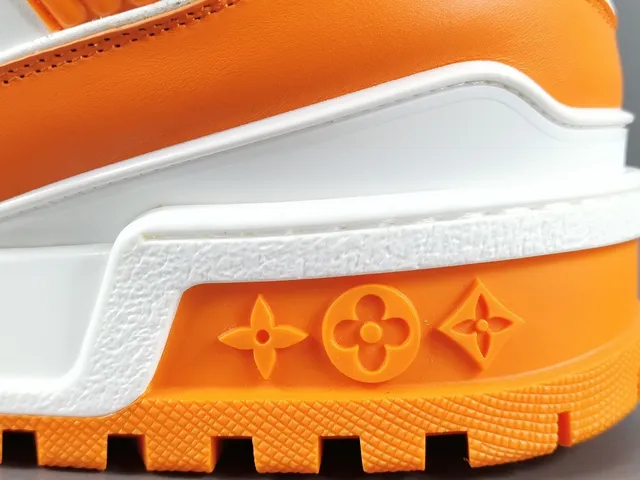 Louis Vuitton LV Trainer Orange White Platform Sole Dual-Strap Overlay Chunky Sneakers 7