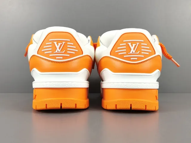 Louis Vuitton LV Trainer Orange White Platform Sole Dual-Strap Overlay Chunky Sneakers 17