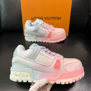 Louis Vuitton LV Trainer Pink Blue Chunky Platform Sole Monogram Canvas Upper Lifestyle Sneakers