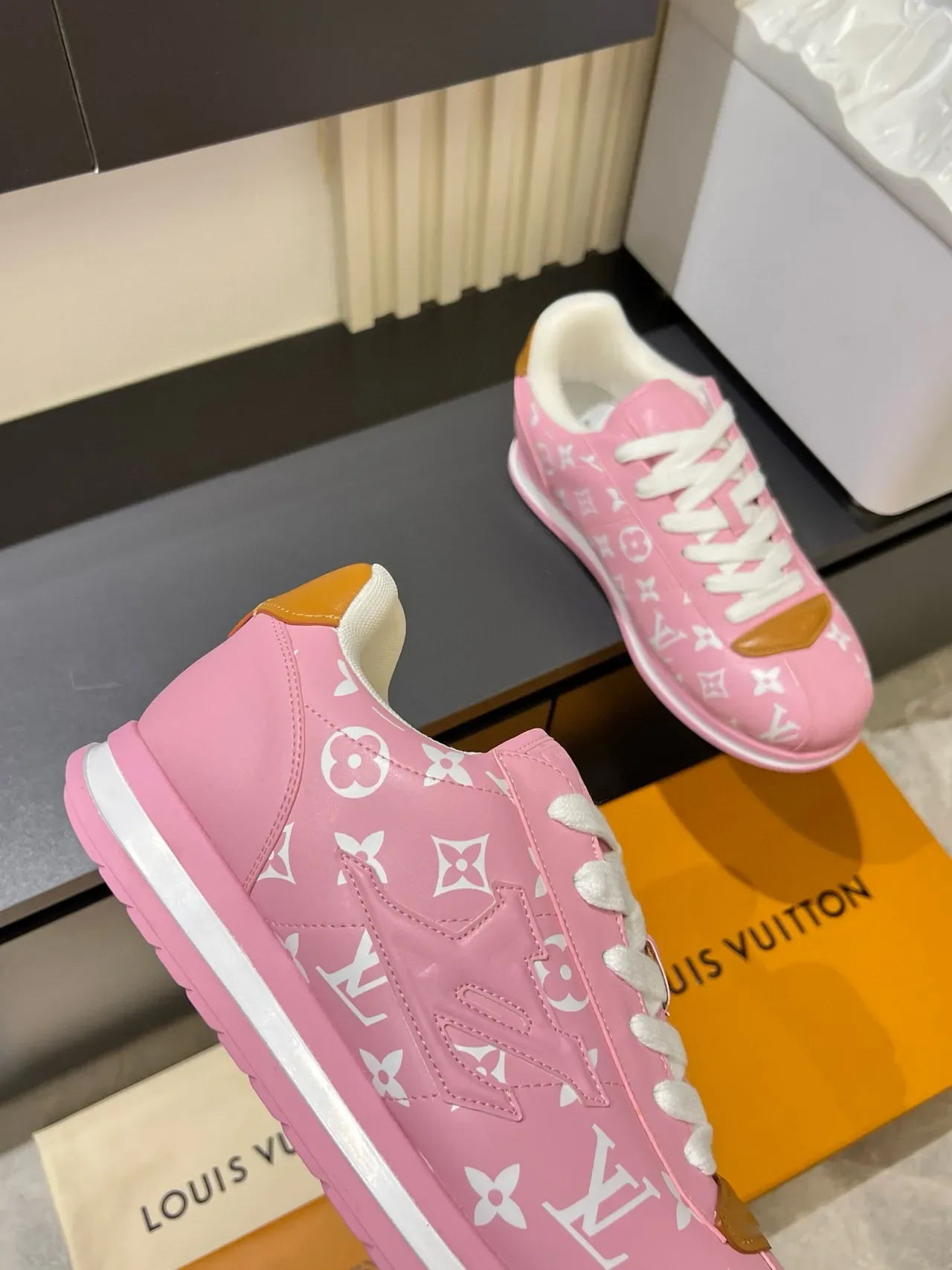Louis Vuitton LV Trainer Pink White Monogram-Print Upper Embossed Logo Lifestyle Sneakers 8
