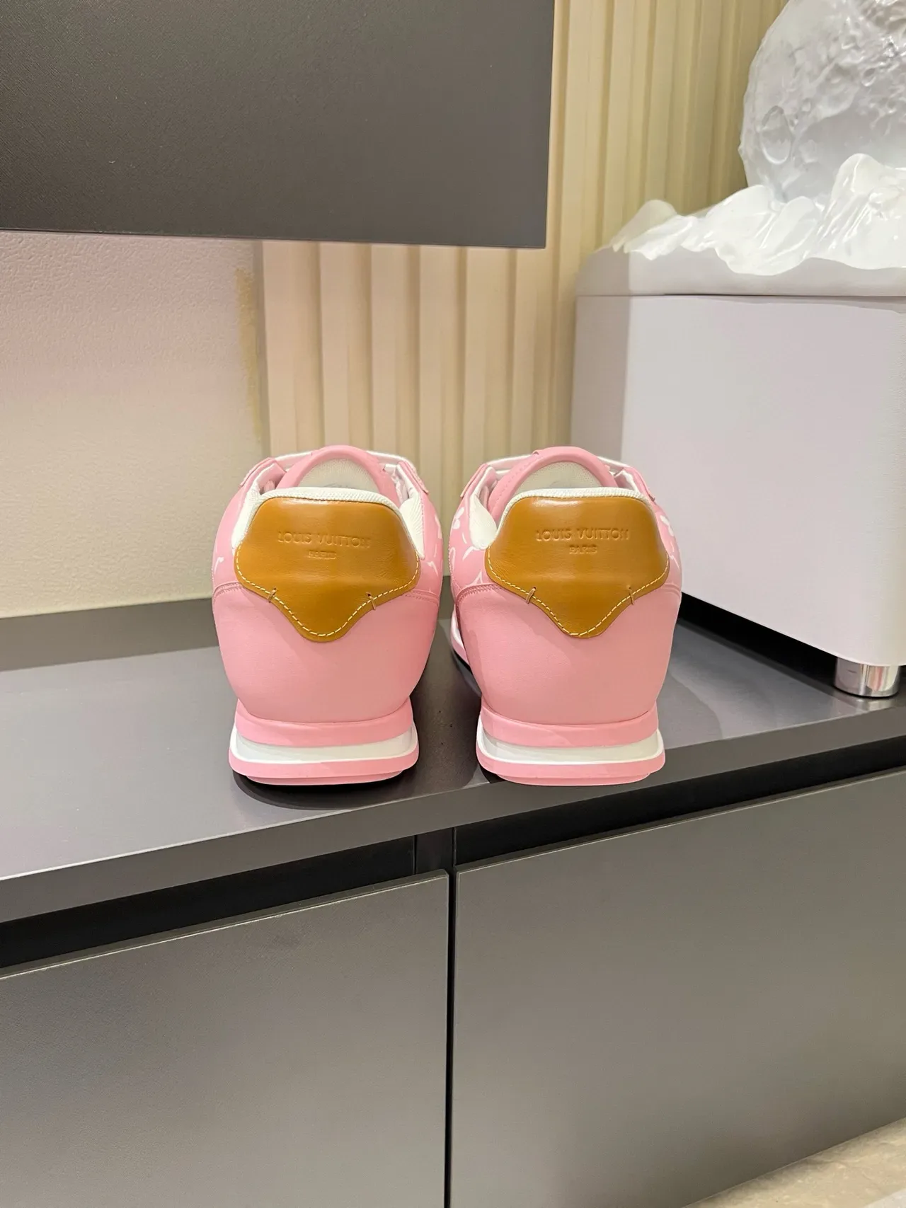 Louis Vuitton LV Trainer Pink White Monogram-Print Upper Embossed Logo Lifestyle Sneakers 9