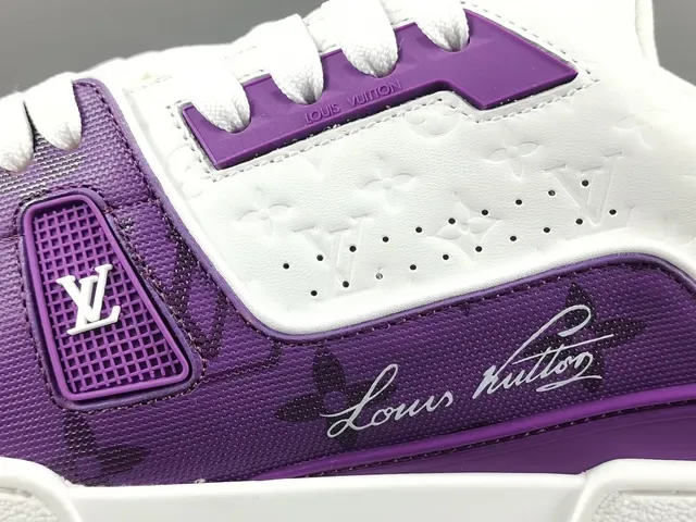 لويس فويتون LV Trainer أرجواني وأبيض مونوغرام حذاء رياضي lifestyle 8