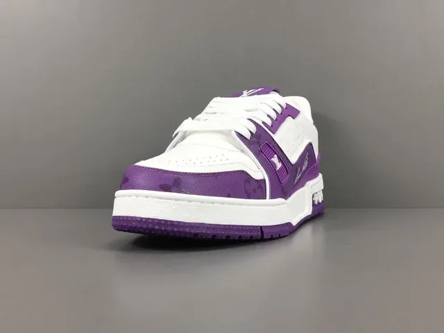 لويس فويتون LV Trainer أرجواني وأبيض مونوغرام حذاء رياضي lifestyle 15