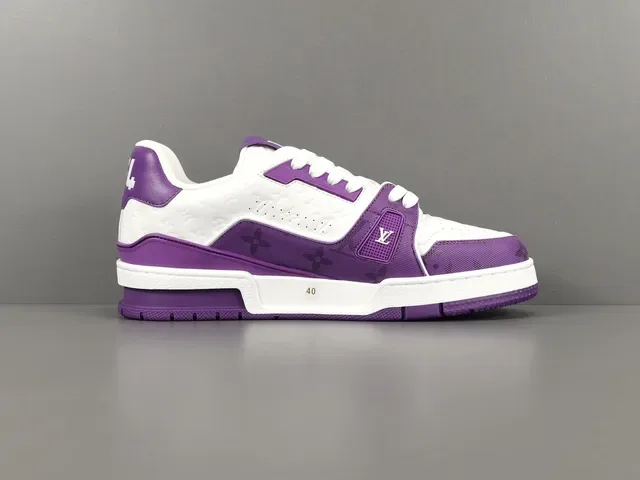 لويس فويتون LV Trainer أرجواني وأبيض مونوغرام حذاء رياضي lifestyle 18
