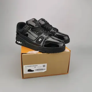Louis Vuitton LV Trainer Sneaker Black Glossy Patent Lifestyle Sneakers