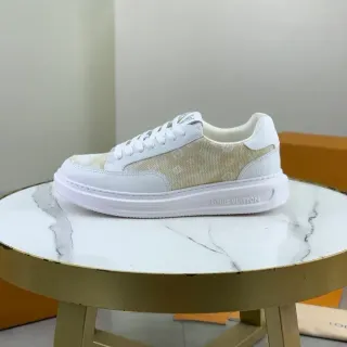 Louis Vuitton LV Trainer White Beige Low-Top Monogram-Textile Panel Lifestyle Sneakers