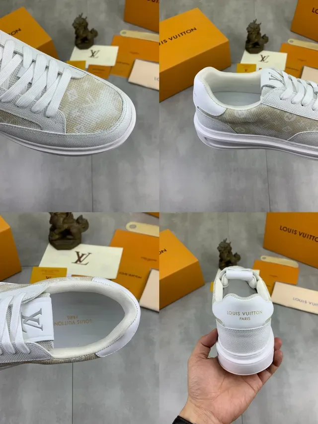 Louis Vuitton LV Trainer White Beige Low-Top Monogram-Textile Panel Lifestyle Sneakers 2