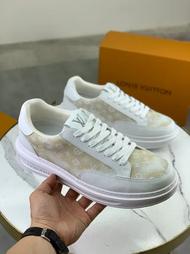 Louis Vuitton LV Trainer White Beige Low-Top Monogram-Textile Panel Lifestyle Sneakers 5