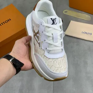 Louis Vuitton LV Trainer White Beige Monogrammed Canvas Chunky Layered Sole Lifestyle Sneakers