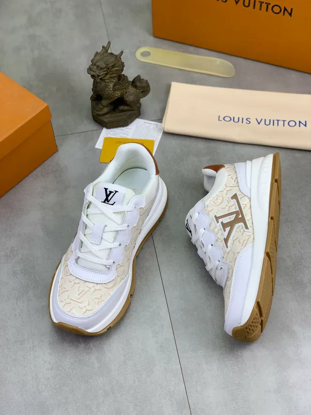 Louis Vuitton LV Trainer White Beige Monogrammed Canvas Chunky Layered Sole Lifestyle Sneakers 5