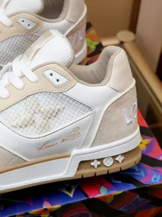 Louis Vuitton LV Trainer White Beige Multi-Material Monogram Strap Lifestyle Sneakers 2