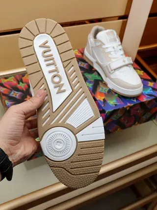 Louis Vuitton LV Trainer White Beige Multi-Material Monogram Strap Lifestyle Sneakers 7