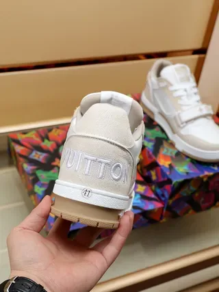 Louis Vuitton LV Trainer White Beige Multi-Material Monogram Strap Lifestyle Sneakers 8