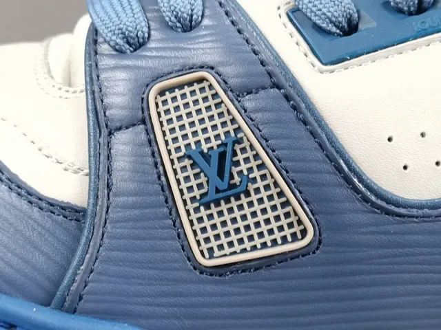 Louis Vuitton LV Trainer White Blue Layered Synthetic Upper Sculpted Midsole Lifestyle Sneakers 2