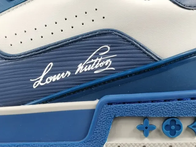 Louis Vuitton LV Trainer White Blue Layered Synthetic Upper Sculpted Midsole Lifestyle Sneakers 6