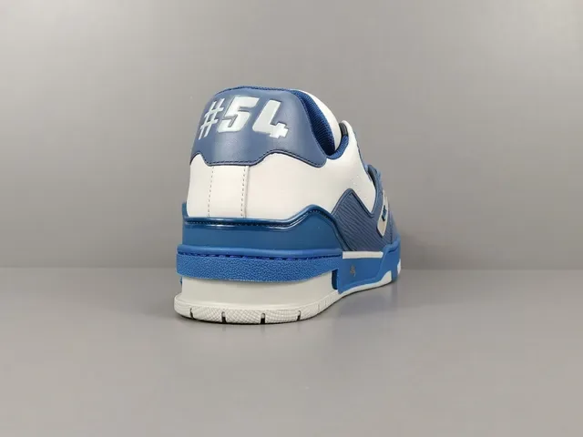 Louis Vuitton LV Trainer White Blue Layered Synthetic Upper Sculpted Midsole Lifestyle Sneakers 13