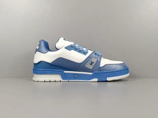 Louis Vuitton LV Trainer White Blue Layered Synthetic Upper Sculpted Midsole Lifestyle Sneakers 15