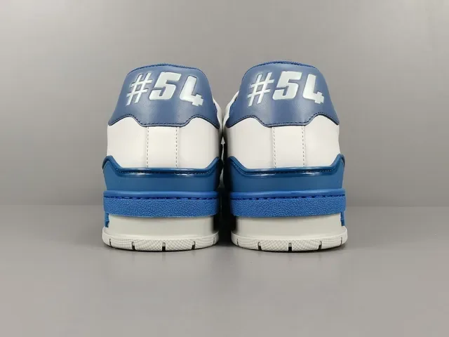 Louis Vuitton LV Trainer White Blue Layered Synthetic Upper Sculpted Midsole Lifestyle Sneakers 16